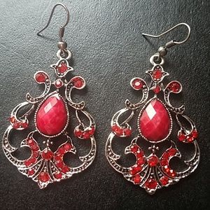 Garnet red dangling earrings